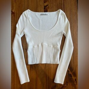 Abercrombie cream long sleeve corset sweater